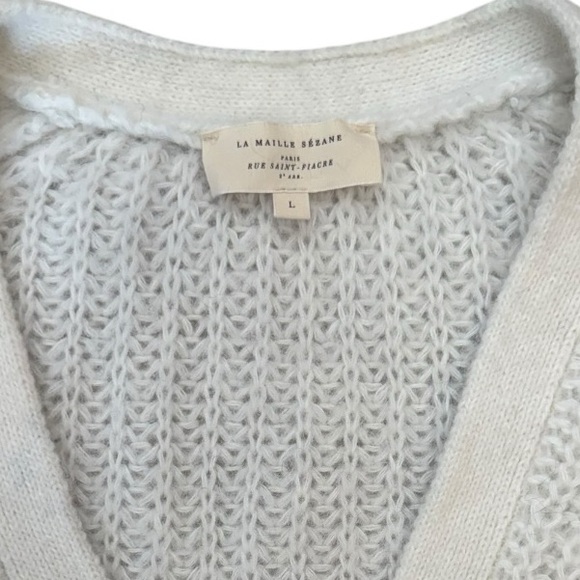 NWOT Sezane Basile Cardigan in White Navy Blue Stripe Size Large - Picture 7 of 10